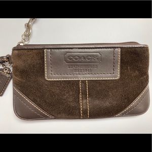 COACH Brushed Suede Wristlet Wallet